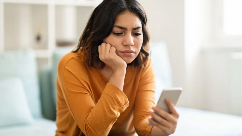 Woman outside on phone